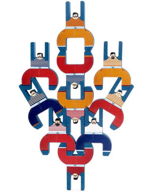 Londji I Fratelli Acrobati - 10 Acrobati - Legno Riciclato Giochi di una Volta