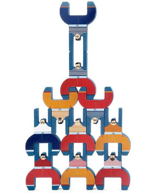 Londji I Fratelli Acrobati - 10 Acrobati - Legno Riciclato Giochi di una Volta