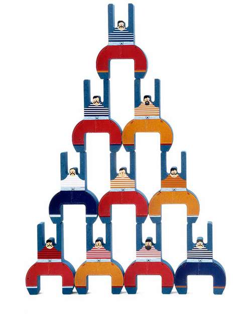 Londji I Fratelli Acrobati - 10 Acrobati - Legno Riciclato Giochi di una Volta