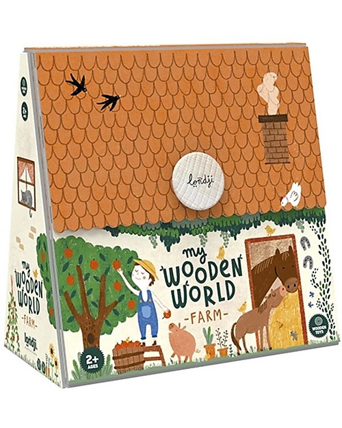 Londji My Wooden World Farm - Personaggi della Fattoria - Legno Animali in Legno
