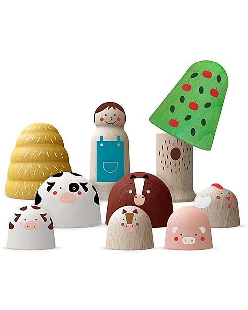 Londji My Wooden World Farm - Personaggi della Fattoria - Legno Animali in Legno