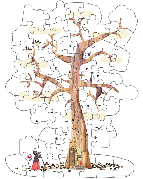 Londji Puzzle Albero Double Face - (alto 70 cm & in cartone riciclato) Puzzle