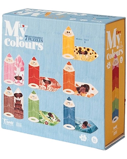 Londji Puzzle Reversibile dei Colori Pastello - 21 Grandi Pezzi Puzzle