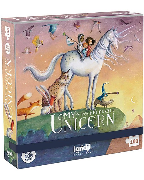 Londji Puzzle Tascabile Il Mio Unicorno - 100 pezzi -Cartone riciclato! Puzzle