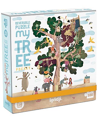 Londji Puzzle Tascabile Reversibile Il Mio Albero - 100 pezzi - Cartone riciclato! Puzzle