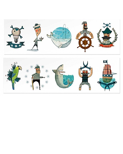 Londji Tatuaggi Temporanei Pirati - 10 Grandi Tatuaggi a Colori Tatuaggi da Bambini