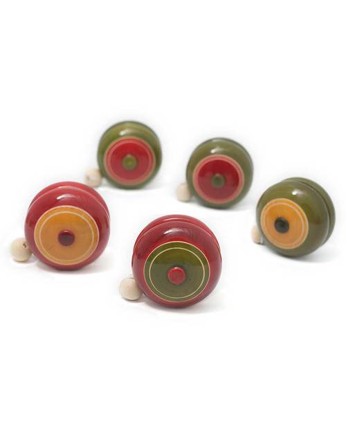 Yo Yo in legno set da 8 colorati giallo e rosso gioco classico