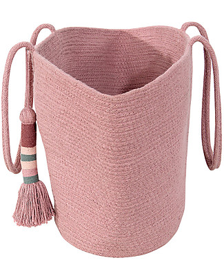 Lorena Canals Borsa Cestino Cistell, Rosa Cenere - Fatto a mano (35x65 cm) Contenitori Porta Giochi_