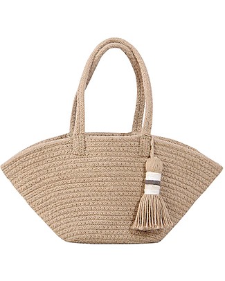 Lorena Canals Borsa Cestino Cistell Small, Beige - Fatto a mano (15x33 cm) Contenitori Porta Giochi_