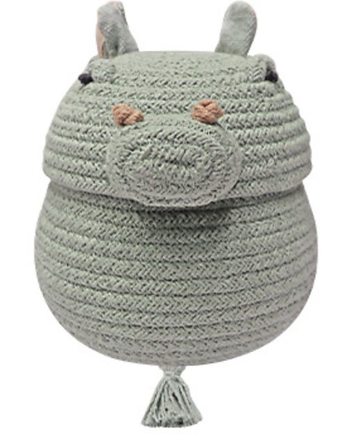 Lorena Canals Cesta Portaoggetti Mini - Henry l'Ippopotamo - Diametro 17cm - New Green Toys Collection Contenitori Portaoggetti