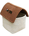 Lorena Canals Cesto Portaoggetti a Forma di Casa - Eco City - Naturale/Caramello - Cotone - (22x22x34 cm) Contenitori Portaoggetti