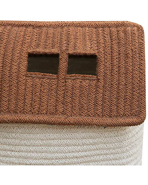 Lorena Canals Cesto Portaoggetti a Forma di Casa - Eco City - Naturale/Caramello - Cotone - (22x22x34 cm) Contenitori Portaoggetti