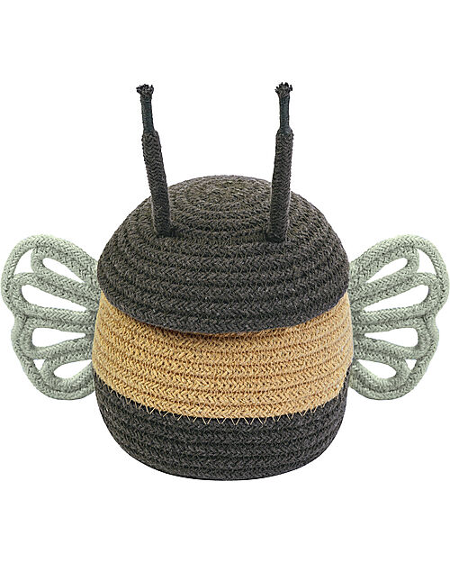 Lorena Canals Cesto Portaoggetti - Baby Bee - Nero/Giallo - Cotone - Collezione Planet Bee - 15 x 15 cm Contenitori Portaoggetti