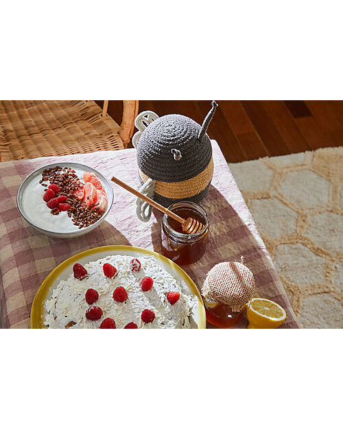 Lorena Canals Cesto Portaoggetti - Baby Bee - Nero/Giallo - Cotone - Collezione Planet Bee - 15 x 15 cm Contenitori Portaoggetti