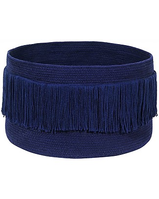Lorena Canals Cesto Portaoggetti con Frange, Blu Alaska - 100% cotone (45 x 25 cm) Contenitori Porta Giochi_