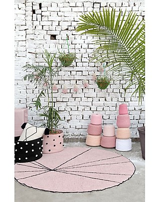 Lorena Canals Cesto Portaoggetti con Pompon, Rosa Vintage - Fatto a mano e lavabile Contenitori Portaoggetti