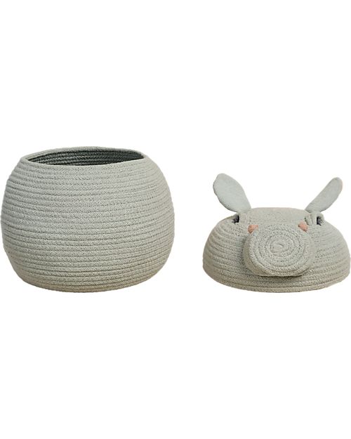 Lorena Canals Cesto Portaoggetti Henry l'Ippopotamo - Blue Sage - The Animal Crew Collection - 25 x 30 cm Contenitori Portaoggetti