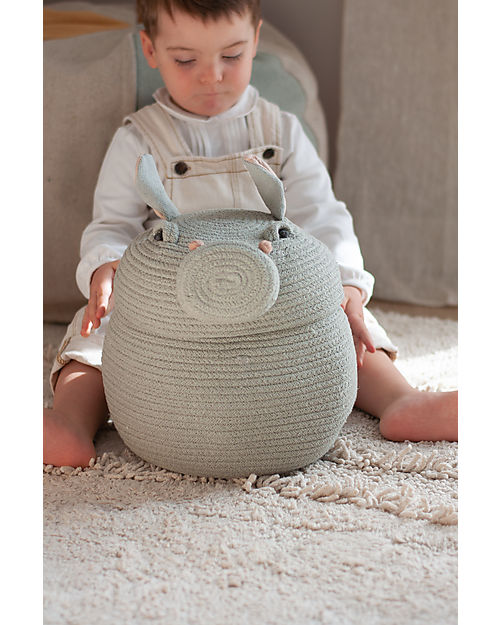 Lorena Canals Cesto Portaoggetti Henry l'Ippopotamo - Blue Sage - The Animal Crew Collection - 25 x 30 cm Contenitori Portaoggetti