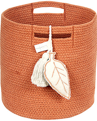 Lorena Canals Cesto Portaoggetti Leaf in Corda di Cotone, Terracotta - Lavabile e fatto a mano Contenitori Porta Giochi_