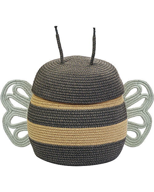 Lorena Canals Cesto Portaoggetti - Mama Bee - Nero/Giallo - Cotone - Collezione Planet Bee - 30 x 32 cm Contenitori Portaoggetti