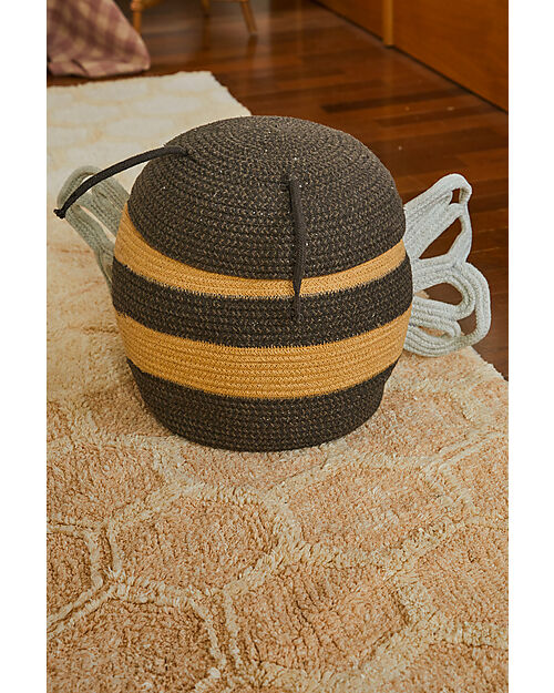 Lorena Canals Cesto Portaoggetti - Mama Bee - Nero/Giallo - Cotone - Collezione Planet Bee - 30 x 32 cm Contenitori Portaoggetti
