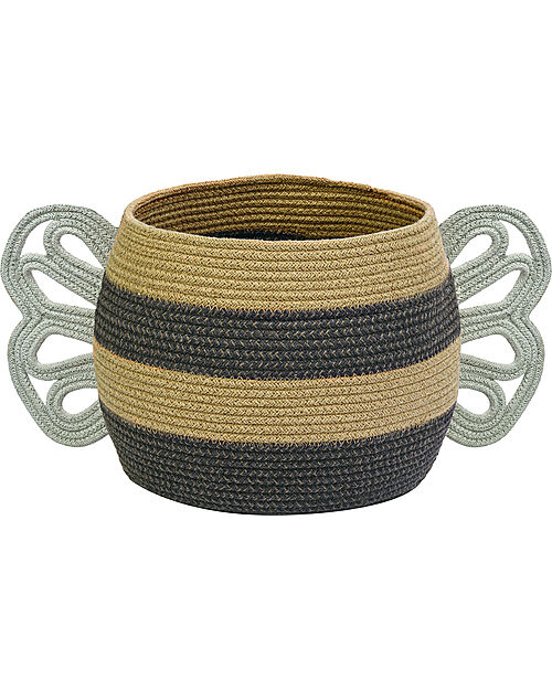 Lorena Canals Cesto Portaoggetti - Mama Bee - Nero/Giallo - Cotone - Collezione Planet Bee - 30 x 32 cm Contenitori Portaoggetti
