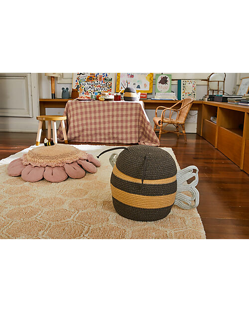 Lorena Canals Cesto Portaoggetti - Mama Bee - Nero/Giallo - Cotone - Collezione Planet Bee - 30 x 32 cm Contenitori Portaoggetti