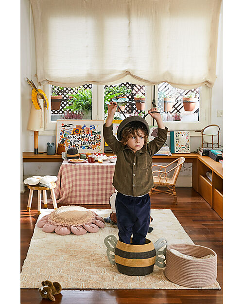 Lorena Canals Cesto Portaoggetti - Mama Bee - Nero/Giallo - Cotone - Collezione Planet Bee - 30 x 32 cm Contenitori Portaoggetti