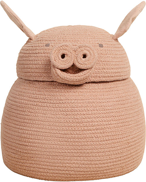 Lorena Canals Cesto Portaoggetti Peggy il Maialino - Rosa - The Animal Crew Collection - 25 x 30 cm Contenitori Portaoggetti