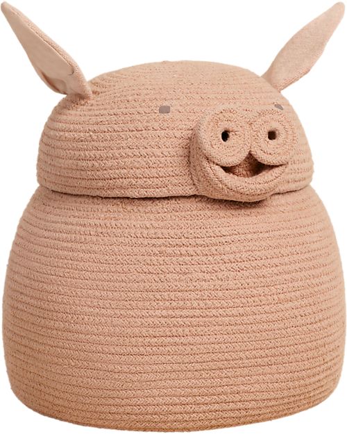 Lorena Canals Cesto Portaoggetti Peggy il Maialino - Rosa - The Animal Crew Collection - 25 x 30 cm Contenitori Portaoggetti