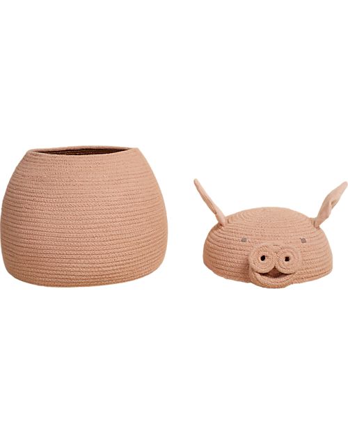 Lorena Canals Cesto Portaoggetti Peggy il Maialino - Rosa - The Animal Crew Collection - 25 x 30 cm Contenitori Portaoggetti