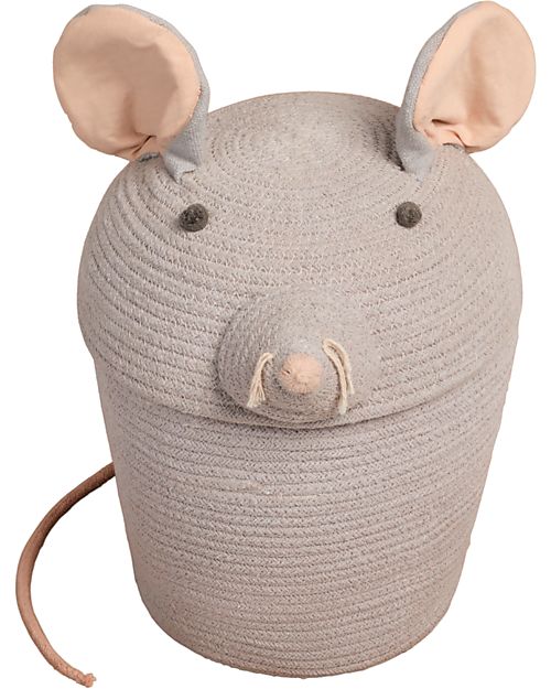 Lorena Canals Cesto Portaoggetti Renata il Topo - Grigio Perla - The Animal Crew Collection - 25 x 30 cm Contenitori Portaoggetti