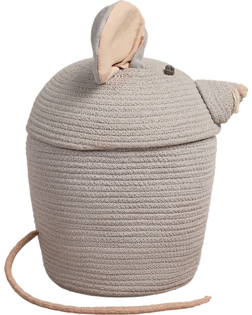 Lorena Canals Cesto Portaoggetti Renata il Topo - Grigio Perla - The Animal Crew Collection - 25 x 30 cm Contenitori Portaoggetti