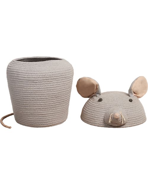 Lorena Canals Cesto Portaoggetti Renata il Topo - Grigio Perla - The Animal Crew Collection - 25 x 30 cm Contenitori Portaoggetti