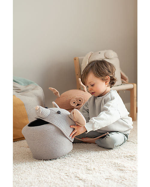 Lorena Canals Cesto Portaoggetti Renata il Topo - Grigio Perla - The Animal Crew Collection - 25 x 30 cm Contenitori Portaoggetti