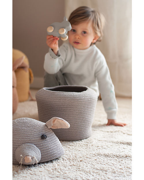 Lorena Canals Cesto Portaoggetti Renata il Topo - Grigio Perla - The Animal Crew Collection - 25 x 30 cm Contenitori Portaoggetti