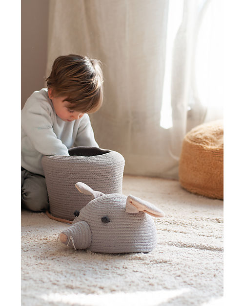 Lorena Canals Cesto Portaoggetti Renata il Topo - Grigio Perla - The Animal Crew Collection - 25 x 30 cm Contenitori Portaoggetti