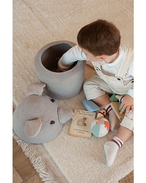 Lorena Canals Cesto Portaoggetti Renata il Topo - Grigio Perla - The Animal Crew Collection - 25 x 30 cm Contenitori Portaoggetti