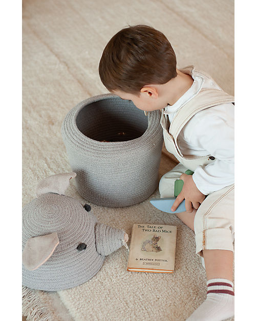 Lorena Canals Cesto Portaoggetti Renata il Topo - Grigio Perla - The Animal Crew Collection - 25 x 30 cm Contenitori Portaoggetti