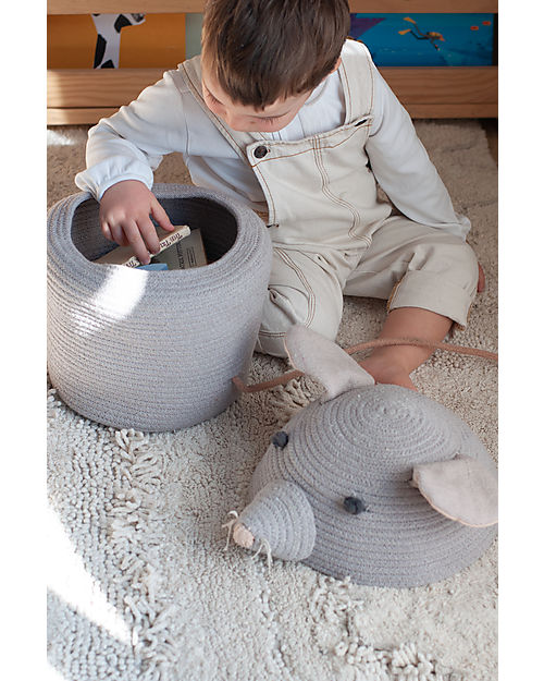 Lorena Canals Cesto Portaoggetti Renata il Topo - Grigio Perla - The Animal Crew Collection - 25 x 30 cm Contenitori Portaoggetti