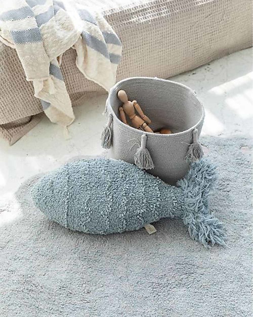 Lorena Canals Cesto Portaoggetti Woody - Blu Perla - Cotone (30x30 cm) Contenitori Portaoggetti