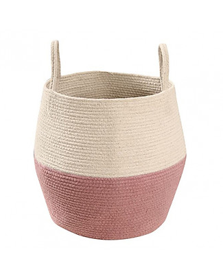 Lorena Canals Cesto Portaoggetti Zoco in Cotone, Rosa e Naturale - Fatto a mano (30 x 35 cm) Contenitori Porta Giochi_