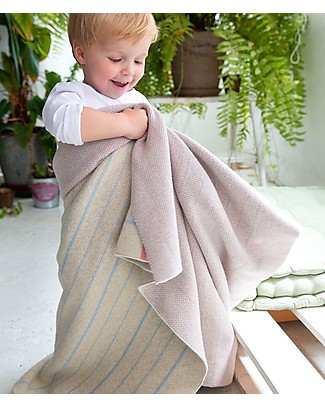 Lorena Canals Coperta Bambino Lavorata a Maglia Back to School, Quaderno - 100% Cotone (90 x 120 cm) Coperte