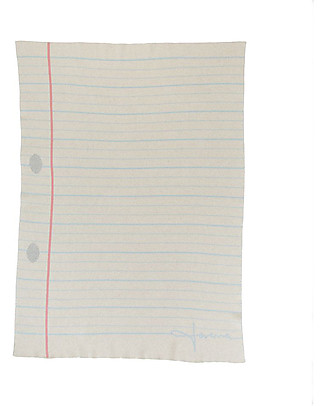 Lorena Canals Coperta Bambino Lavorata a Maglia Back to School, Quaderno - 100% Cotone (90 x 120 cm) Coperte