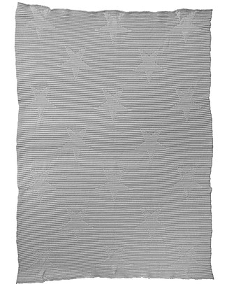 Lorena Canals Coperta Bambino Lavorata a Maglia Hippy Stars, Grigio Perla - 100% Cotone (90 x 120 cm) Swaddle di Mussola