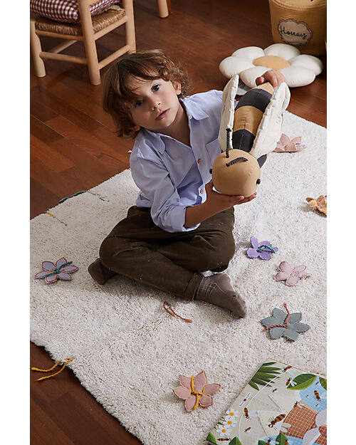 Lorena Canals Cuscino - Buzzy Bee - Nero/Giallo - 100% Cotone - Collezione Planet Bee - 14 x 36 cm Cuscini Arredo