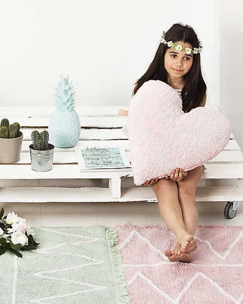 Lorena Canals Cuscino Cuore Rosa - 100% Cotone (Lavabile a in Lavatrice!) Cuscini Arredo