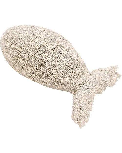 Lorena Canals Cuscino Lavabile Bambino Pesce, Natural - 100% Cotone (60 x 27 cm) Cuscini Arredo
