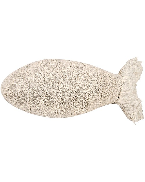 Lorena Canals Cuscino Lavabile Bambino Pesce, Natural - 100% Cotone (60 x 27 cm) Cuscini Arredo