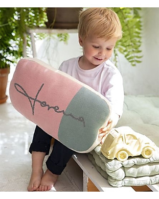 Lorena Canals Cuscino Lavabile Lavorato a Maglia Back to School, Gomma da Cancellare (24 x 45 cm) Cuscini Arredo_